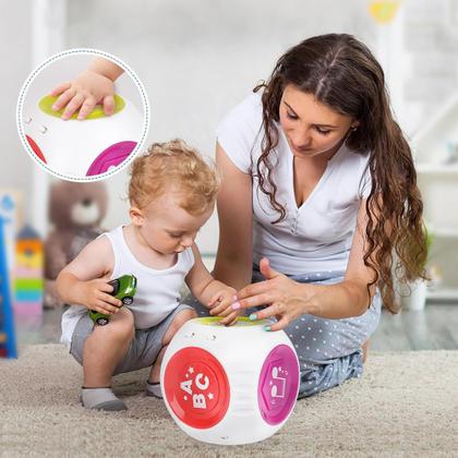 Imagem de Cubo Educativo Musical Alfabeto Numérico Sons de Animais Canções Cores Interativo Inglês Espanhol Aprendizado Educação Bilíngue