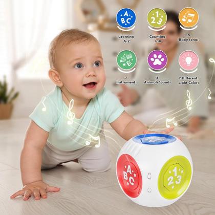 Imagem de Cubo Educativo Musical Alfabeto Numérico Sons de Animais Canções Cores Interativo Inglês Espanhol Aprendizado Educação Bilíngue
