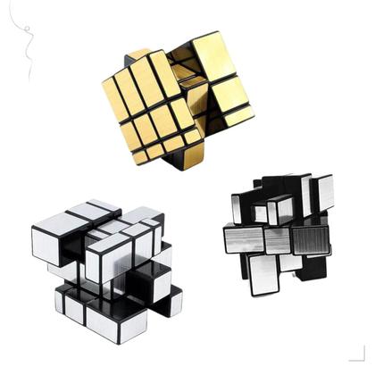 Imagem de Cubo Magico Mágico 3x3x3 Profissional Mirror Blocks Moyu Espelhado Dourado Prateado Outro Prata 129