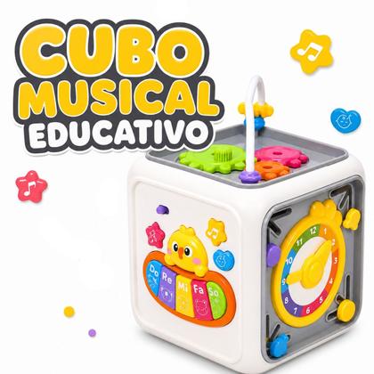Imagem de Cubo Musical Educativo Infantil Pato com Luz CBS0826 - Castela Brasil