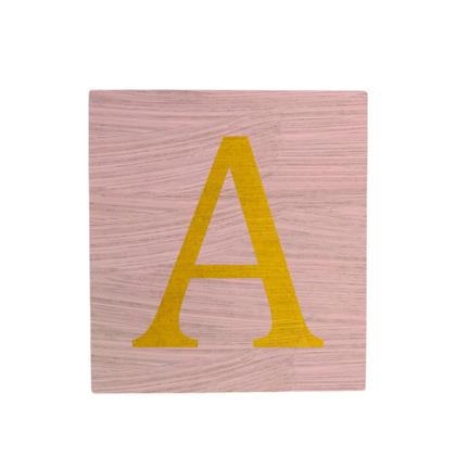 Imagem de Cubo Rosa Bebê Letra Amarela Festa Chá de Bebê Decoração 8x8x8 Cm Mdf Madeira