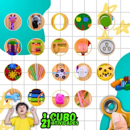 Imagem de Cubo Sensorial Com 19 Atividades Educativa Montessori Grande