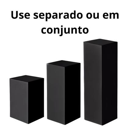 Imagem de Cubo Tablado Expositor Para Vitrine MDF Loja Foto 30x20x20cm Preto