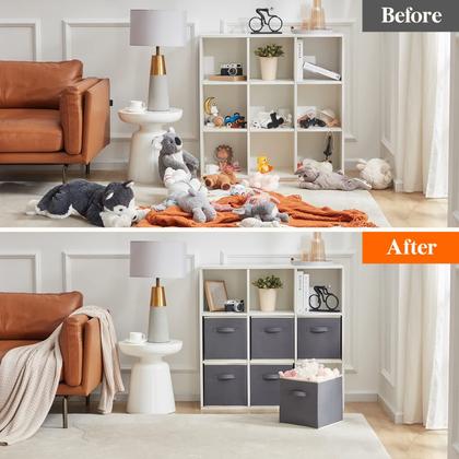 Imagem de Cubos de armazenamento, caixas, tecido dobrável Lifewit, 33 cm, pacote com 6, cinza