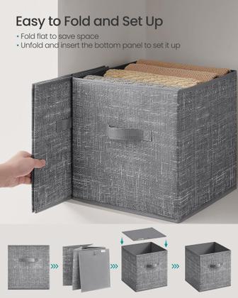 Imagem de Cubos de armazenamento SONGMICS Cattail Grey 33x33x33cm Conjunto de 10