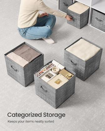 Imagem de Cubos de armazenamento SONGMICS Cattail Grey 33x33x33cm Conjunto de 10