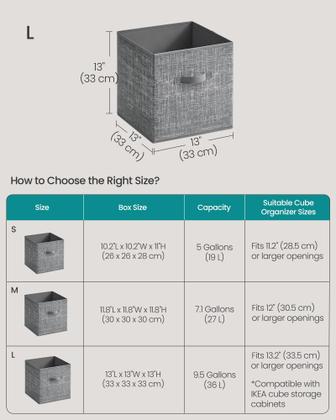 Imagem de Cubos de armazenamento SONGMICS Cattail Grey 33x33x33cm Conjunto de 10