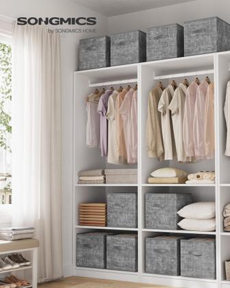 Imagem de Cubos de armazenamento SONGMICS Cattail Grey 33x33x33cm Conjunto de 10