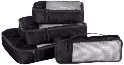 Imagem de Cubos de embalagem Amazon Basics Lightweight Travel, conjunto de 4 peças, preto