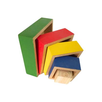 Imagem de Cubos De Encaixe 5 Caixas Em Madeira Percepção Cores Tamanho
