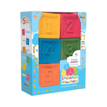Imagem de Cubos Divertidos Coloridos Macio com Letras Números Desenhos Brinquedos Educativos para Bebê Empilhar Toyster BDA