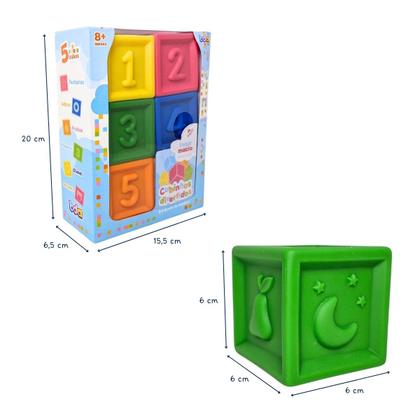 Imagem de Cubos Divertidos Coloridos Macio com Letras Números Desenhos Brinquedos Educativos para Bebê Empilhar Toyster BDA