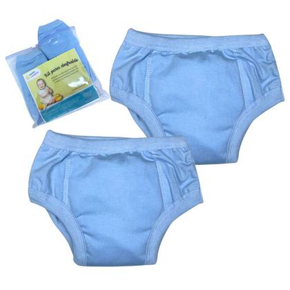 Imagem de Cueca Algodão Absorvente para Desfralde Kit 2unds Lisa Azul