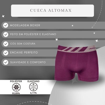 Imagem de Cueca Box Masculino Sem Costura Altomax Poliester Microfibra Lisa 