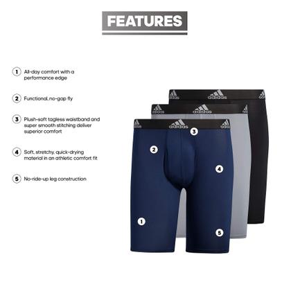 Imagem de Cueca boxer Brief Adidas Microfiber Long, pacote com 3 polegadas