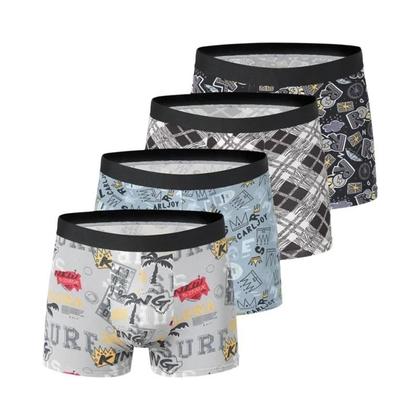 Imagem de Cueca Boxer Masculina Estampada - 4 Unidades, Confortável e Sexy - Tamanhos Europeus