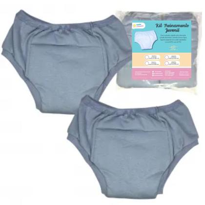 Imagem de Cueca Calcinha Treinamento Desfralde Juvenil Kit 2und Cinza