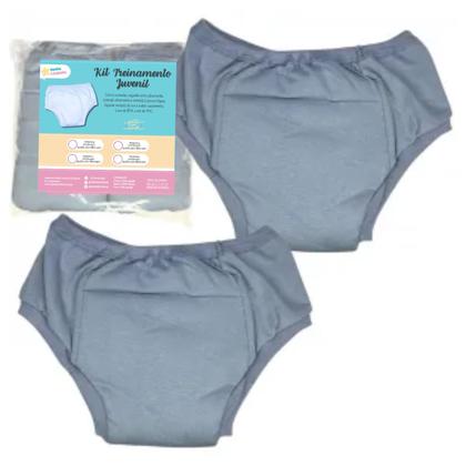 Imagem de Cueca Calcinha Treinamento Desfralde Juvenil Kit 2und Cinza
