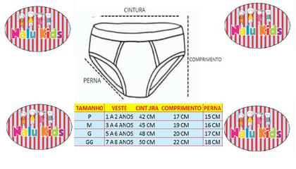 Imagem de Cueca Infantil Slip 100% Algodão Kit 8 Peças Cores Variadas + Chaveiro