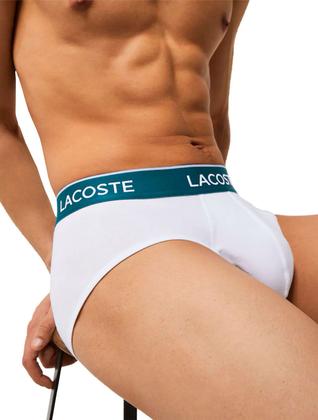 Imagem de Cueca Lacoste Brief Slip Lettered Waist Branca Pack 3UN