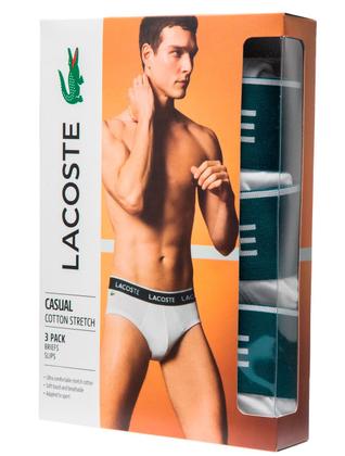 Imagem de Cueca Lacoste Brief Slip Lettered Waist Branca Pack 3UN