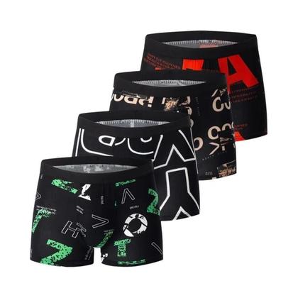 Imagem de Cuecas Boxer Estampadas Grandes Masculinas, Pacote Com 4 Calções De Banho Confortáveis, Tamanho