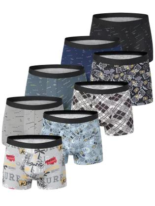 Imagem de Cuecas Boxer Estampadas Grandes Masculinas, Pacote Com 4 Calções De Banho Confortáveis, Tamanho