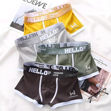 Imagem de Cuecas Boxer Masculinas De Algodão 4 Peças 2024 Confortáveis Respiráveis Com Cós Macio Para Uso