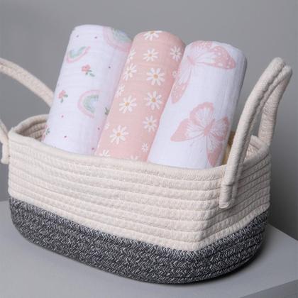 Imagem de Cueiro de Bebê Soft Swaddle 100% Algodão 80 cm x80cm Kit C/ 3 Unidades - Papi