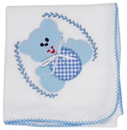 Imagem de Cueiro Flanelado 80x80 Bordado Com Crochê Kit Com 3