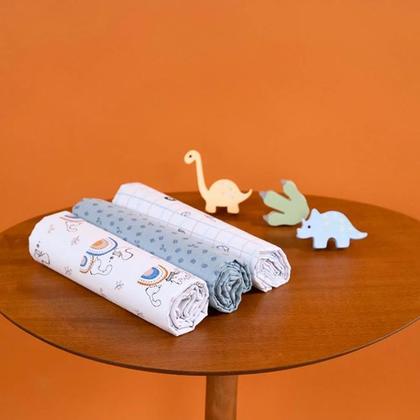 Imagem de Cueiro Manta Flanelado Composê 100% Algodão 80x80cm Kit Com 3 Unidades Papi Baby
