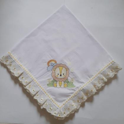 Imagem de Cueiro Manta Soft Para Bebê Bordada Com Lese 100% Algodão Kit 03 Peças Para Passeio e Maternidade
