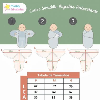 Imagem de Cueiro Swaddle Charutinho Algodão Ajuste Auto-colante Safari - G