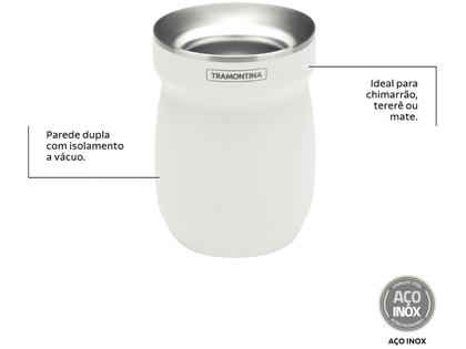 Imagem de Cuia de Chimarrão e Tereré Térmica Inox Tramontina ILEX 61647210 Branco 240ml