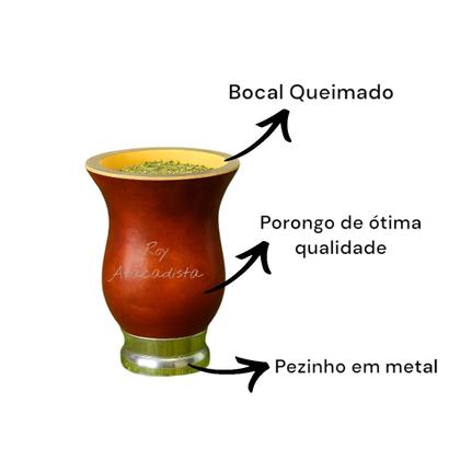 Imagem de Cuia de porongo kit 6 pezinho em metal chimarrao