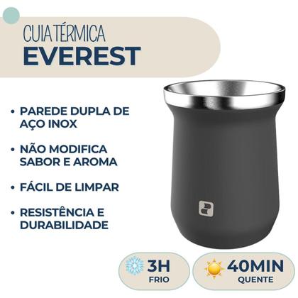 Imagem de Cuia Termica Chimarrão Terere 250ml Everest Inox Cinza