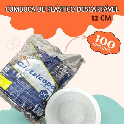 Imagem de Cumbuca de plástico descartável com 100 unidades para festa