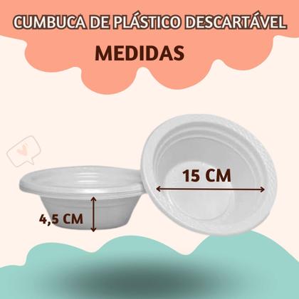Imagem de Cumbuca de plástico descartável para festa, 100 unid 15cm