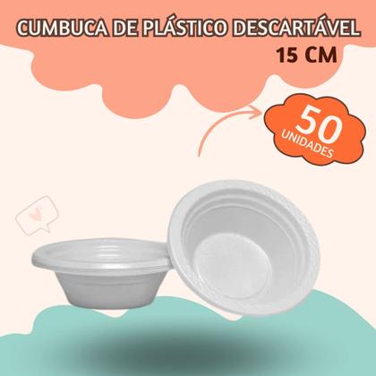 Imagem de Cumbuca de plástico descartável para festa, 50 unid 15cm