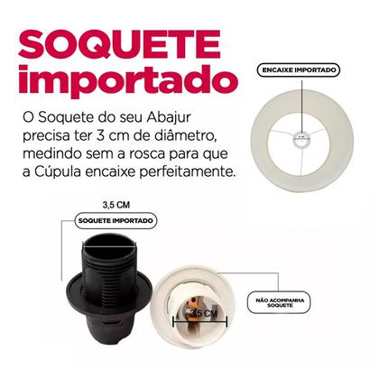 Imagem de Cúpula De Abajur Tecido Algodão 30 cm x 15 cm x 45 cm Soquete Importado Ref 24