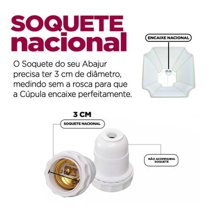Imagem de Cupula De Abajur Trabalhada Estilo Oitavada Algodão