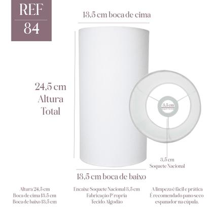 Imagem de Cupula para abajur luminaria 24x13x13cm Cilíndrica de Tecido Algodão Soquete nacional e27 Ref 84