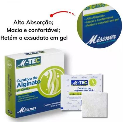 Imagem de Curativo Alginato Calcio M-TEC Para Feridas 10x10cm - 1 Unidade