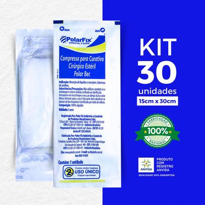 Imagem de Curativo Algodonado Compressa Estéril 15x30cm 30 Unid