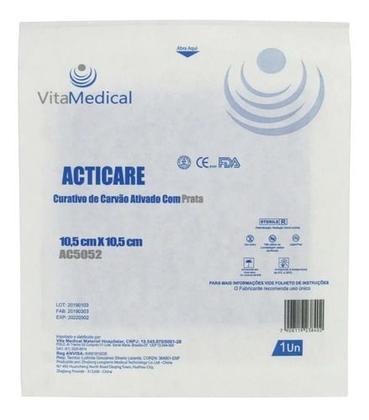 Imagem de Curativo carvão ativado com prata 10,5x10,5cm caixa com 10 unidades VitaMedical