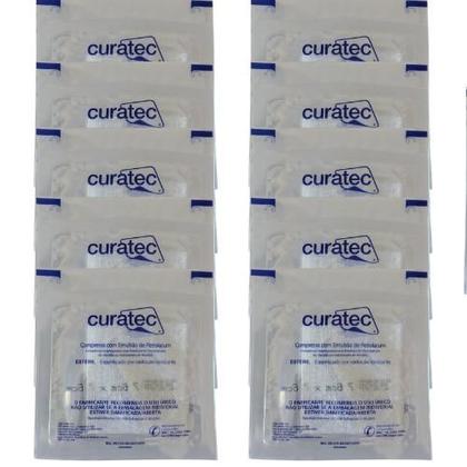 Imagem de Curativo Compressa com Emulsão de Petrolatum Curatec 7,6 X 7,6 Cm kit com 10 unidades Feridas Queimaduras