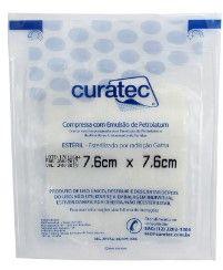 Imagem de Curativo Compressa com Emulsão de Petrolatum Curatec 7,6 X 7,6 Cm kit com 10 unidades Feridas Queimaduras