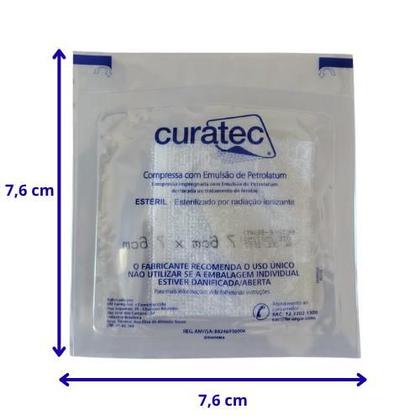 Imagem de Curativo Compressa com Emulsão de Petrolatum Curatec 7,6 X 7,6 Cm kit com 10 unidades Feridas Queimaduras