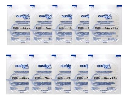 Imagem de Curativo Compressa com Emulsão de Petrolatum Curatec 7,6 X 7,6 Cm kit com 10 unidades Feridas Queimaduras