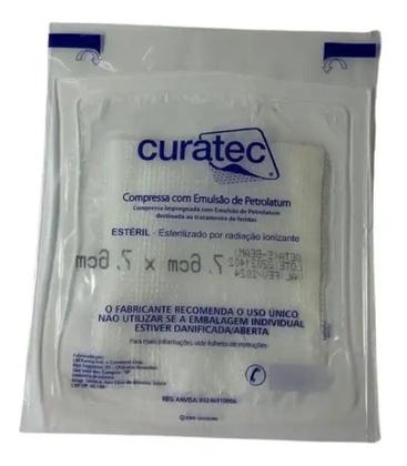 Imagem de Curativo Compressa com Emulsão de Petrolatum Curatec 7,6 X 7,6 Cm kit com 10 unidades Feridas Queimaduras